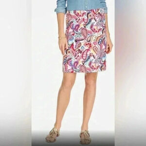 Talbots Women’s Colorful Paisley Blue Print Pencil Unlined Skirt Size 4